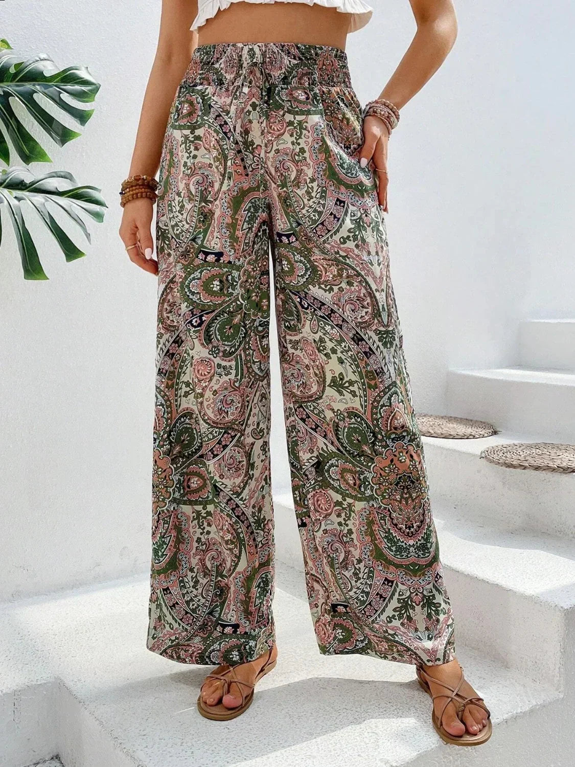Rowan® | Elegant Printed Wide-Leg Trousers