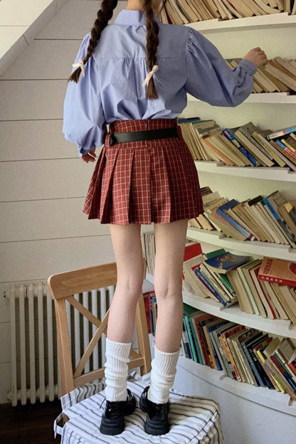 Plus Size Plaid Pleated Skirt