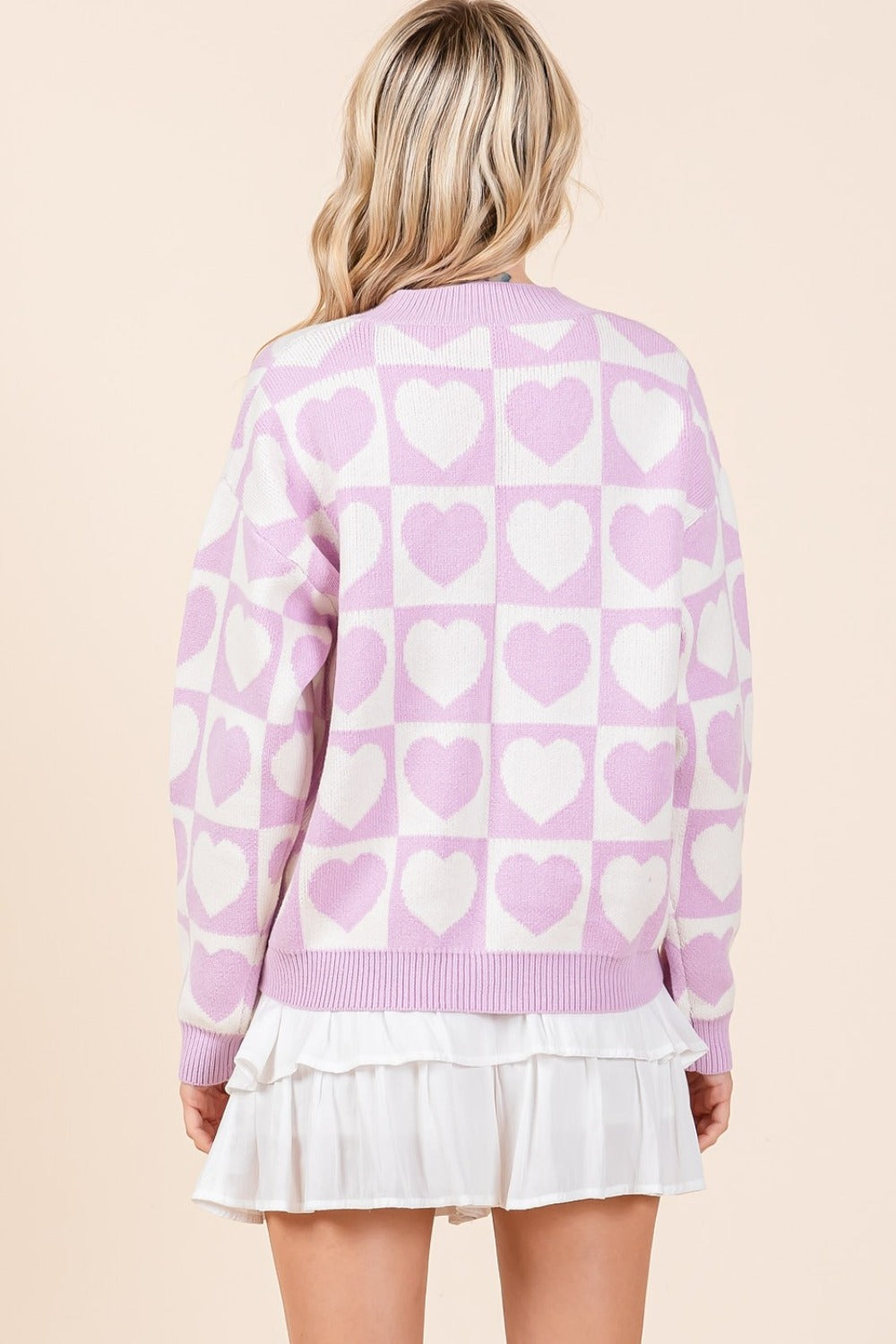 Keira | Mittoshop Checked Heart Cardigan with Buttons
