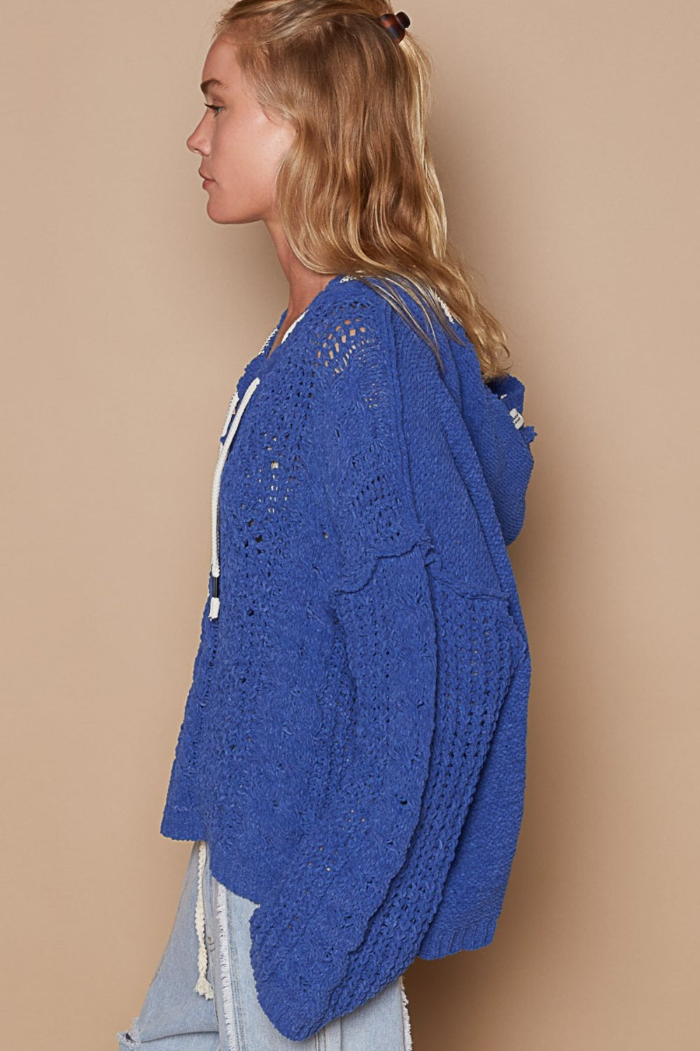 Blanca | Chenille cable knit sweater with hood