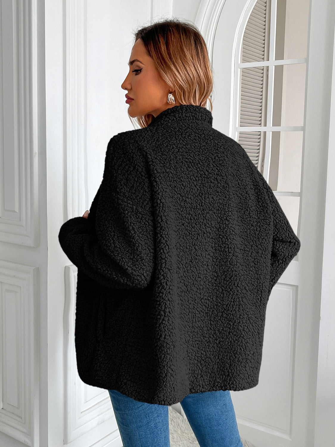 Camila | Ivy Lane fluffy jacket with long sleeves and zip