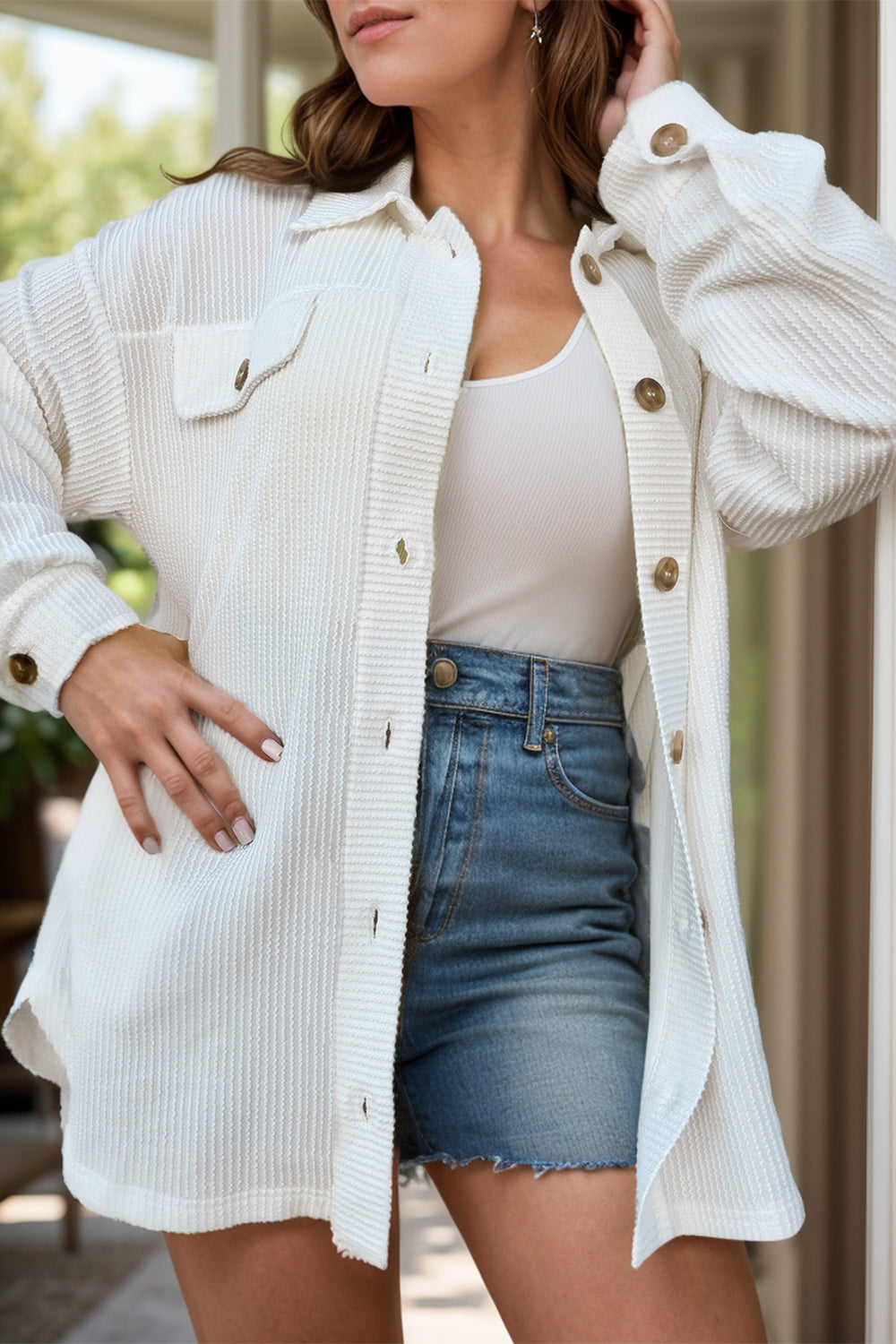 Gabriela | Oversized long sleeve button down jacket