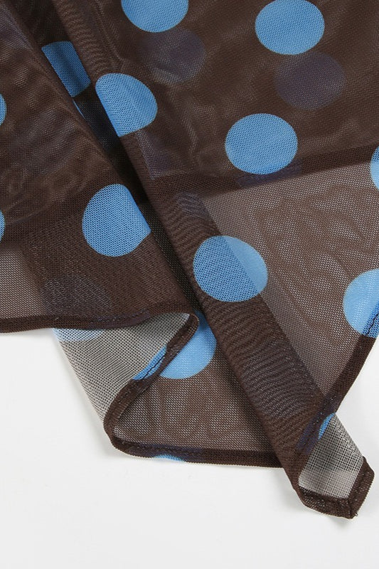 Colorblock Polka Dot Mesh Two Pieces Set