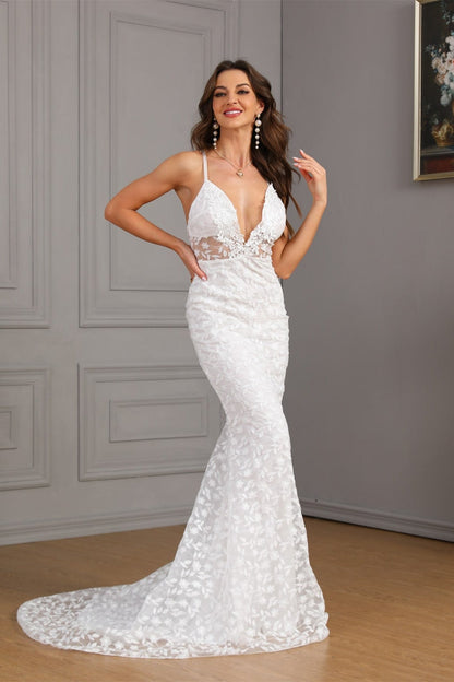 Sleeveless Train Bodycon Formal Dress