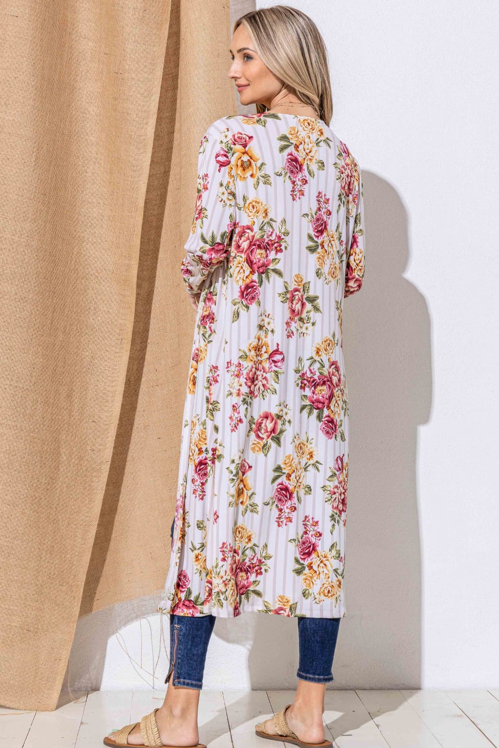 Petra | And the Why Floral Kimono open front longline cardigan