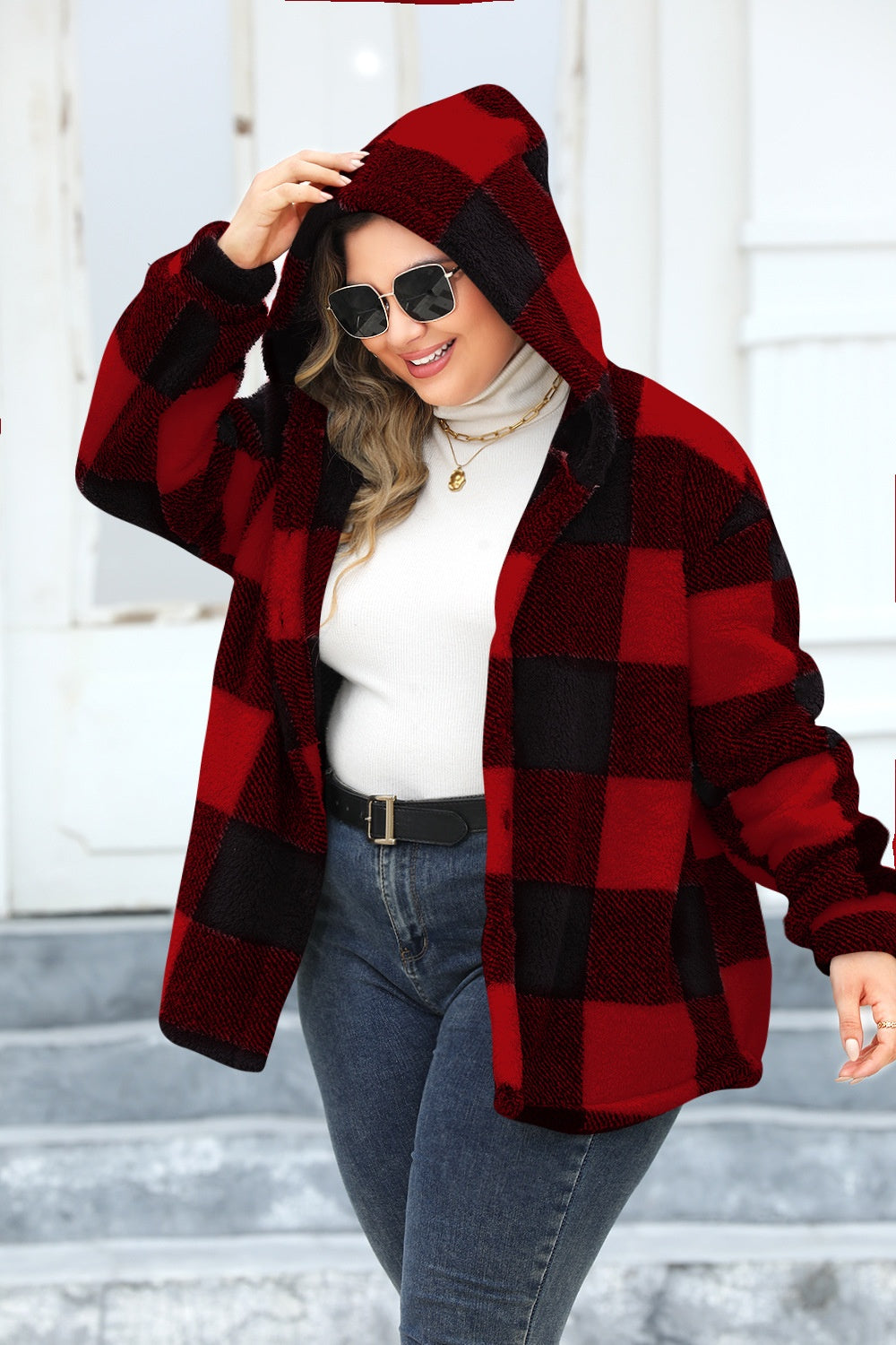 Isadora | Oversized checked hoodie with buttons