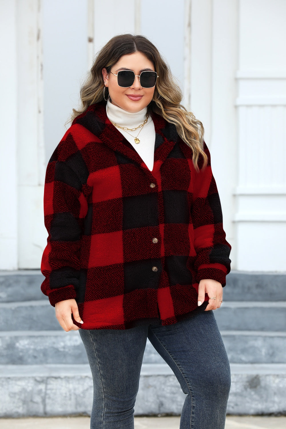 Isadora | Oversized checked hoodie with buttons