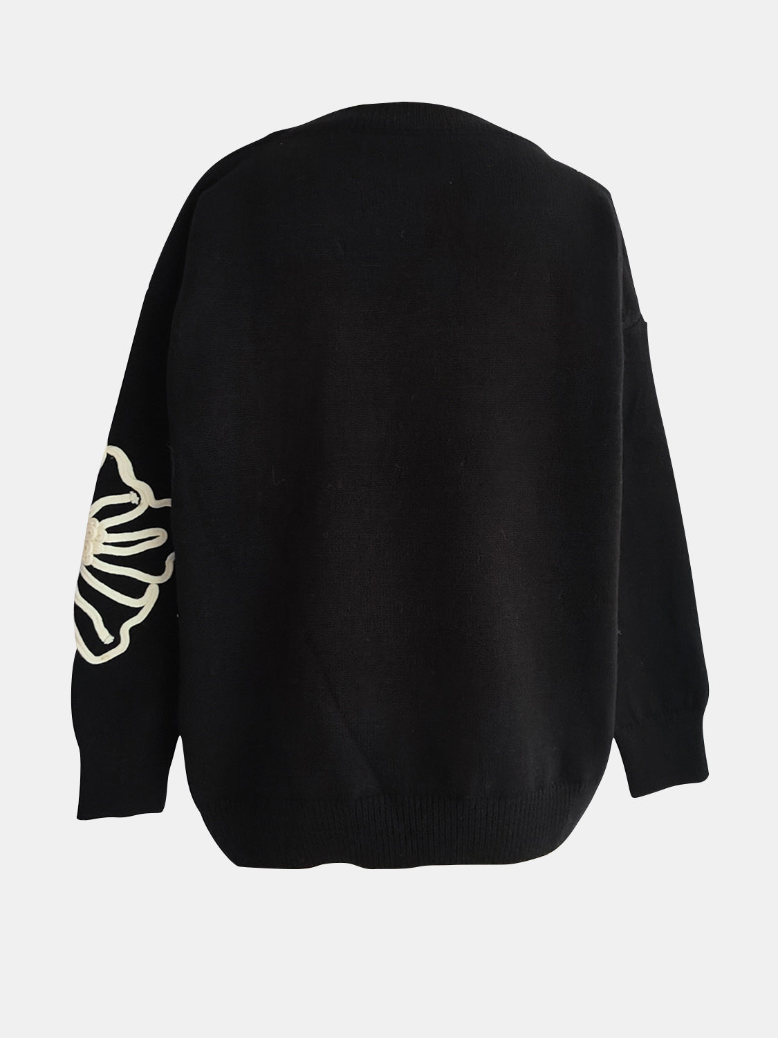 Gerda | Long-sleeved sweater with a floral crew neck