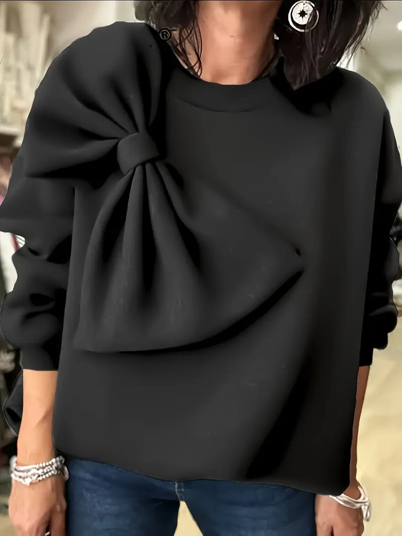 Nicole® | Oversized Cotton Sweater With Bow
