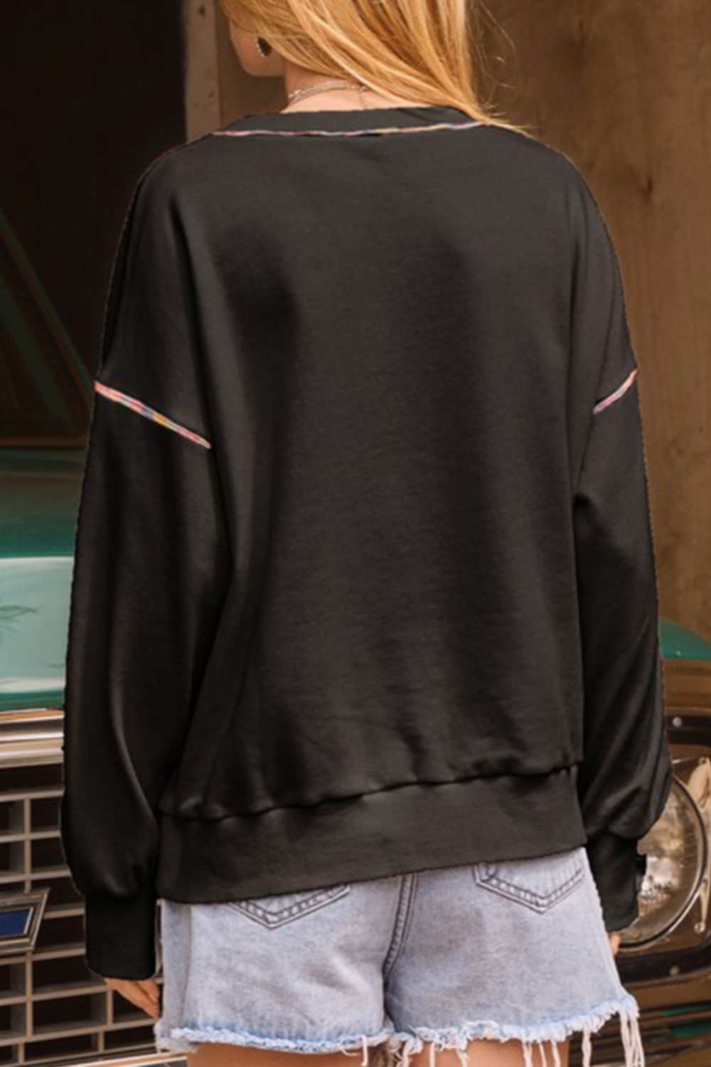 Petra | Long sleeve sequin pumpkin crew neck sweatshirt