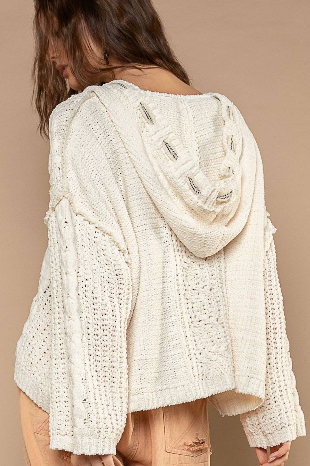 Judith | Chenille cable knit sweater with hood