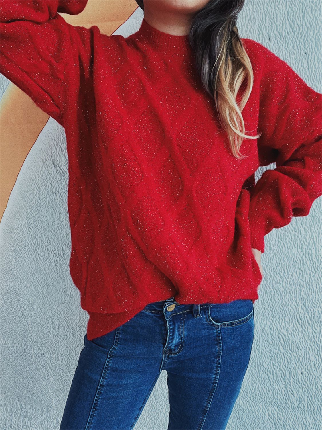 Laura | Diamond sweater with a crew neck and long sleeves