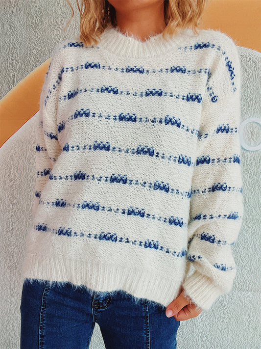 Ilse | Striped long-sleeved sweater with a crew neck