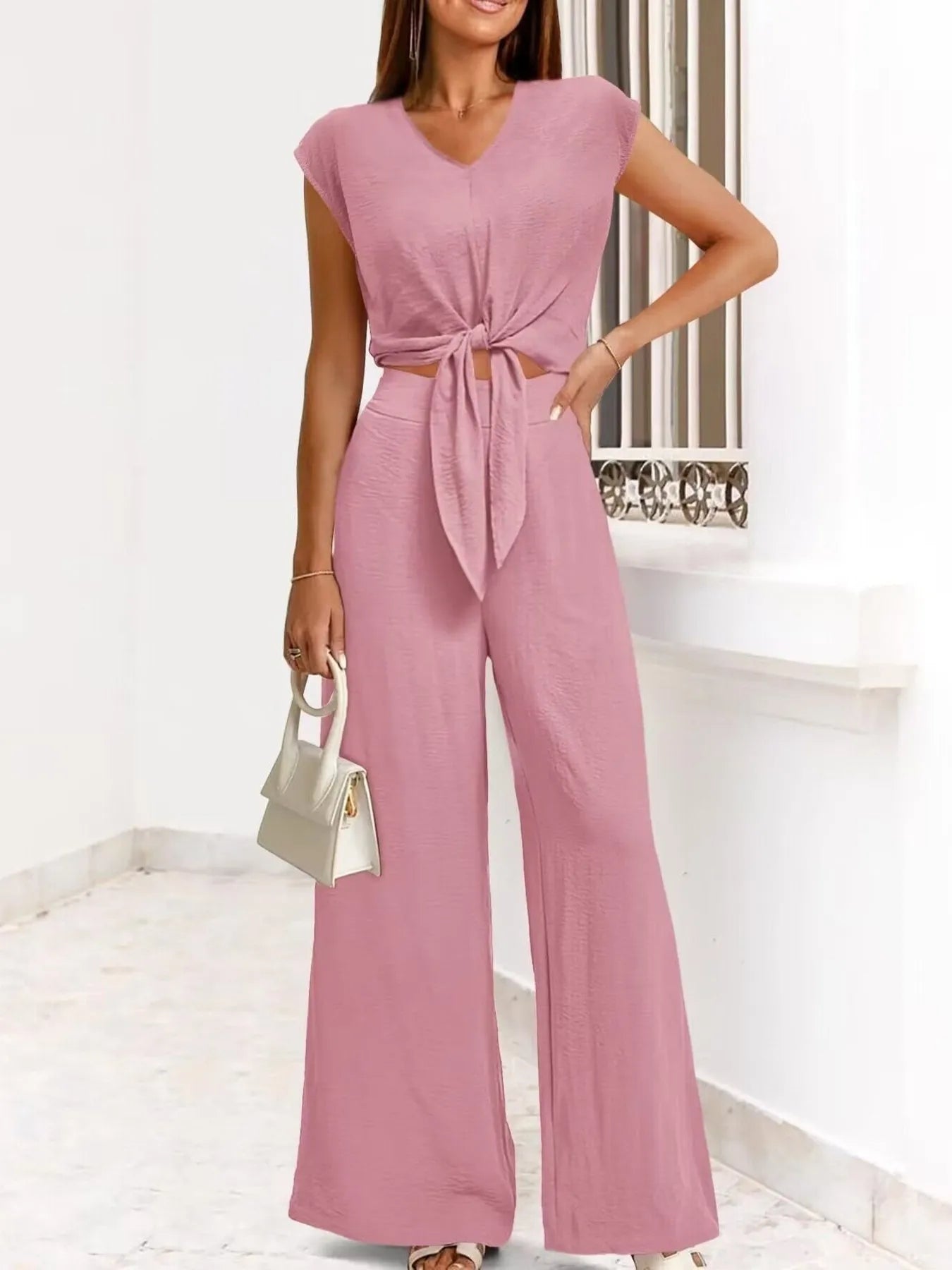 Sofia® | Elegant Top And Wide-Legged Pants Set