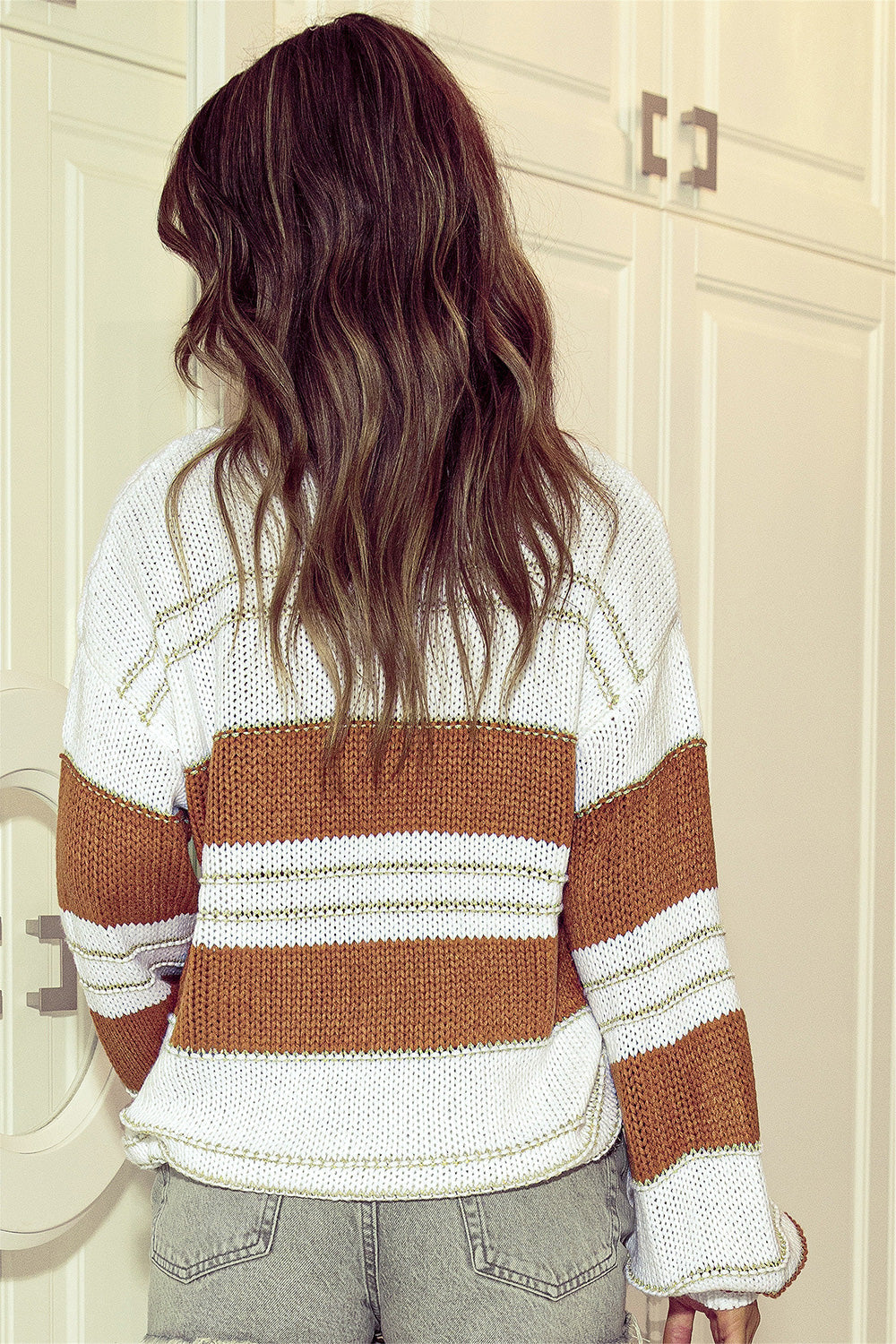 Josefa | Striped sweater with dropped shoulders and lantern sleeves