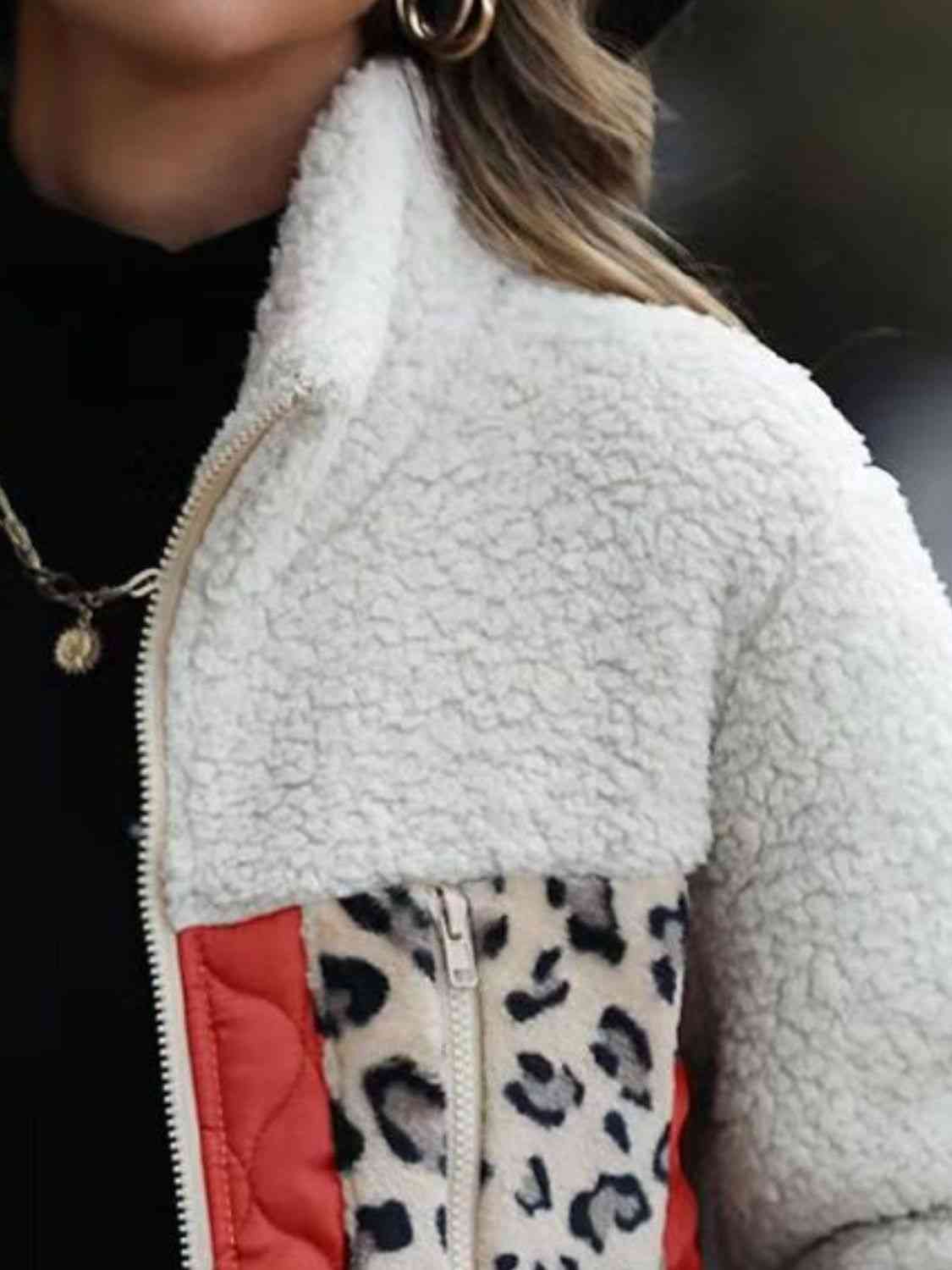Iliana | Annette leopard print color block zip jacket