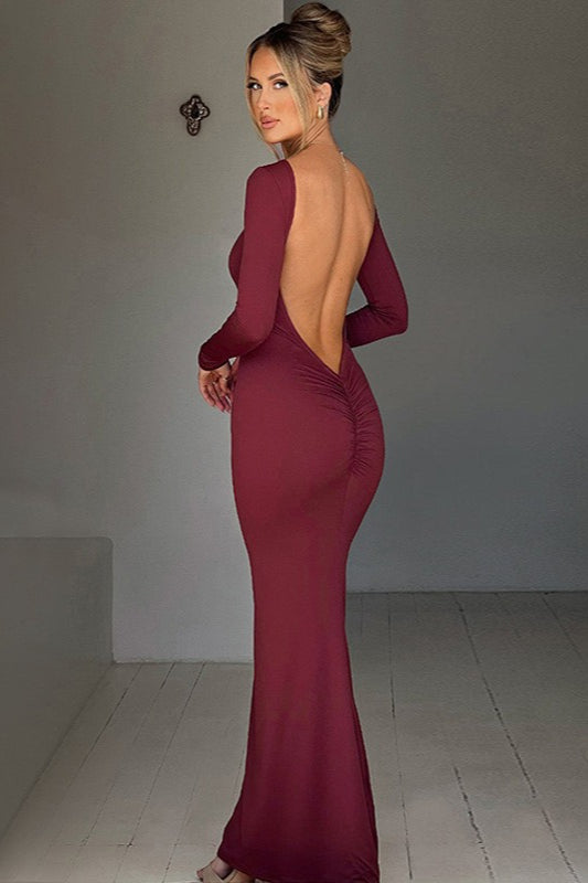 Long Sleeve Backless Bodycon Formal Dress