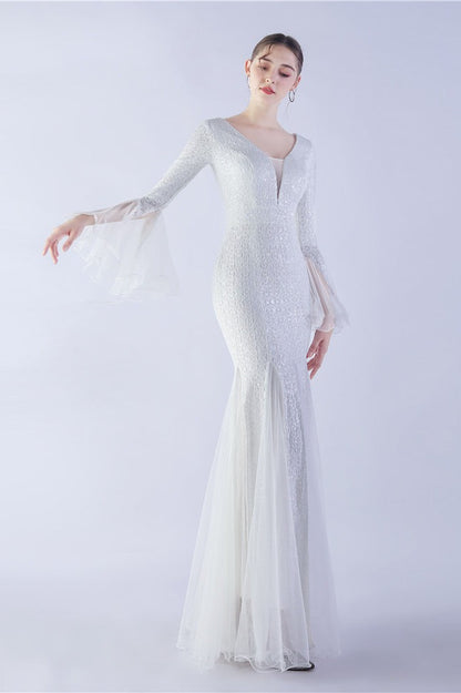 Sequin Ruffled Mesh Party Dress