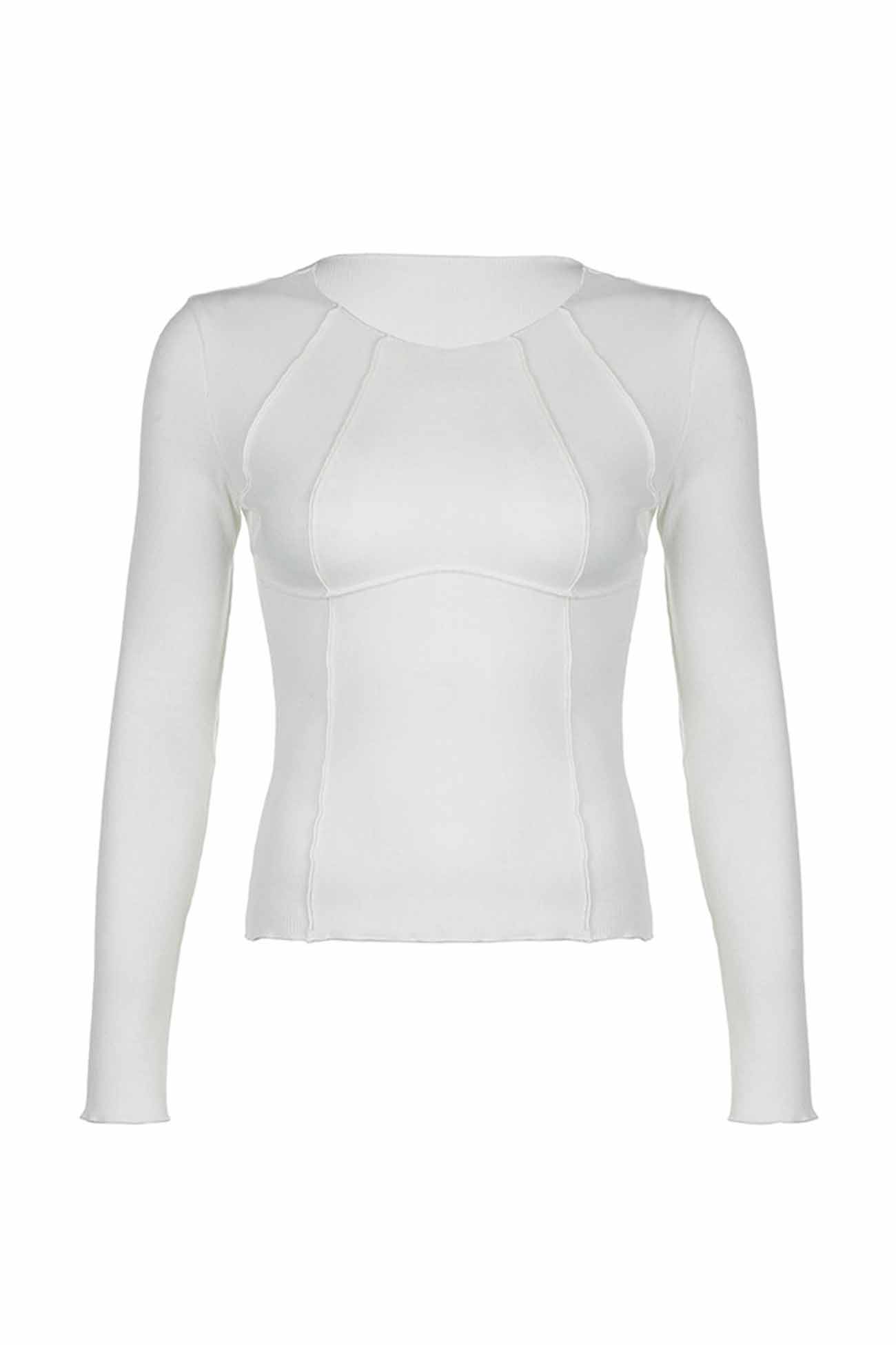 Lena | Solid color slim crew neck tops