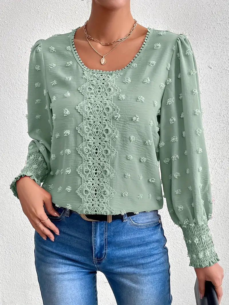 Kimberley® | Blouse With Swiss Dots And A Round Neckline
