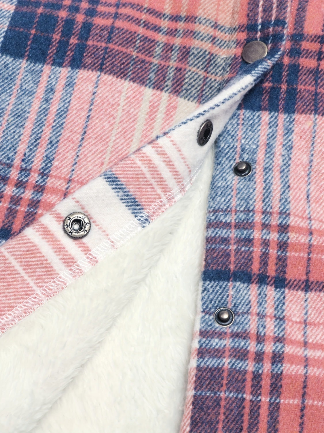 Wendy | Checked, long-sleeved hooded outerwear with snap fasteners