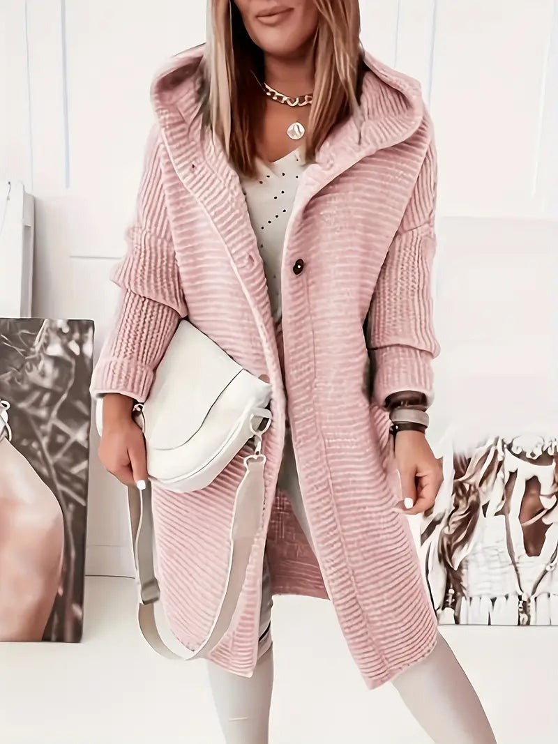 Elsa | Long knitted cardigan with hood
