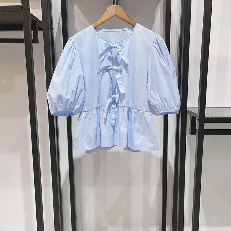 Helga® | Women'S Drawstring Shirt With Puff Sleeves