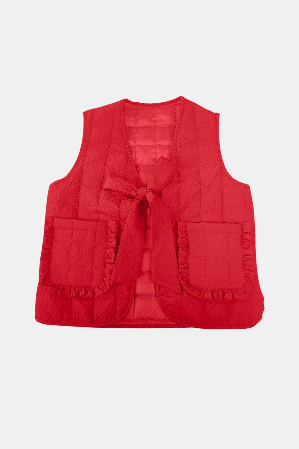 Ornella | Knotted ruffle vest coat with pockets