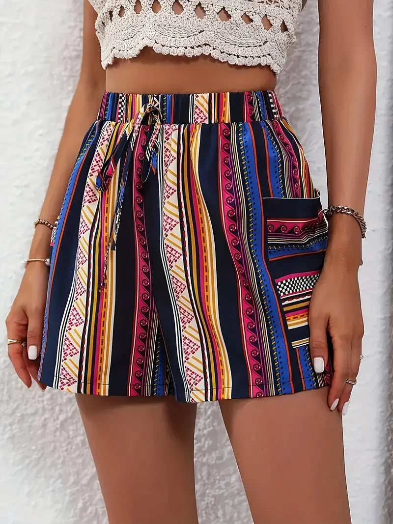 Lucia® | Striped Print Shorts