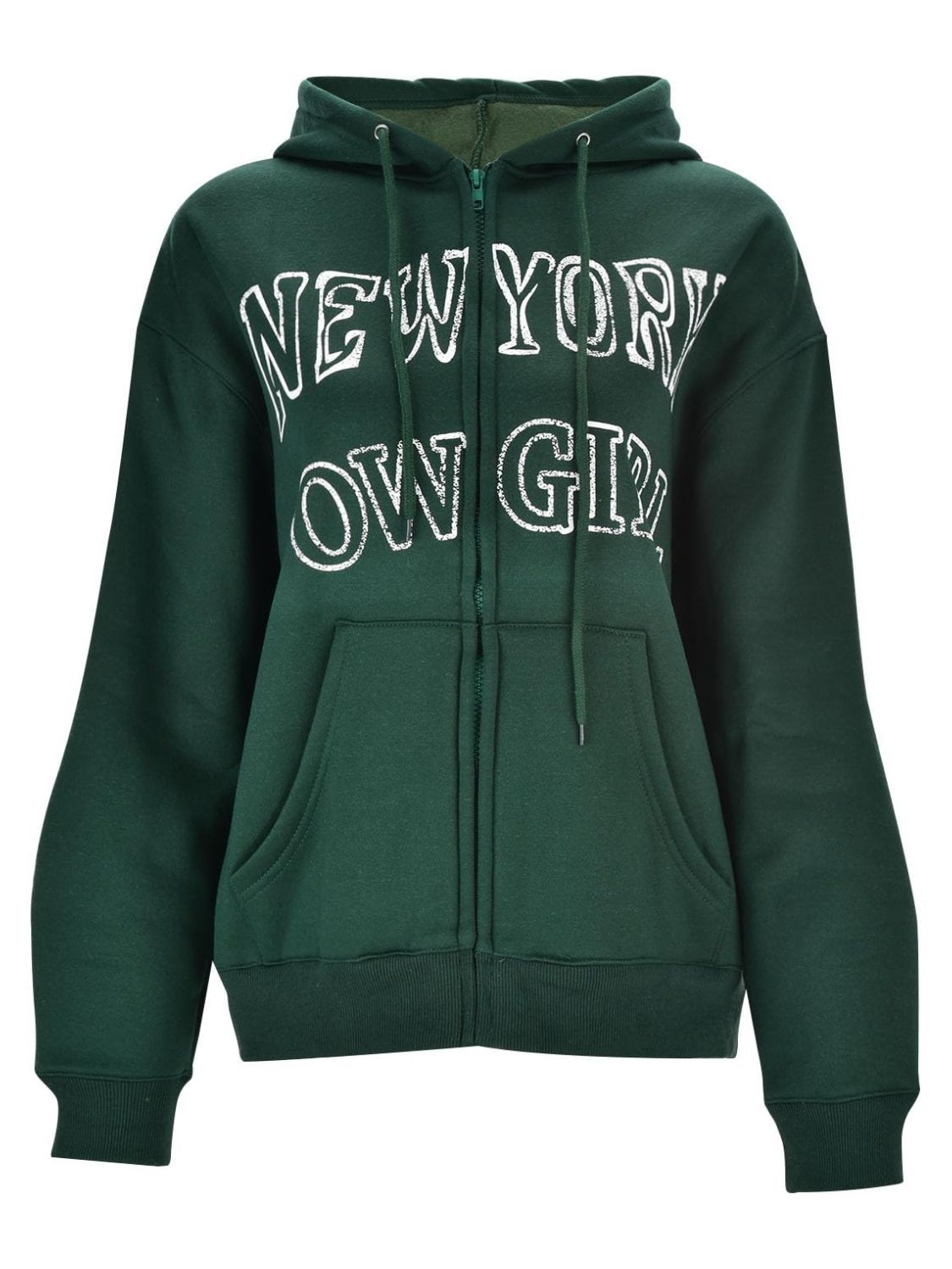 Agnieszka | Long sleeve zip-up hoodie with letter graphic