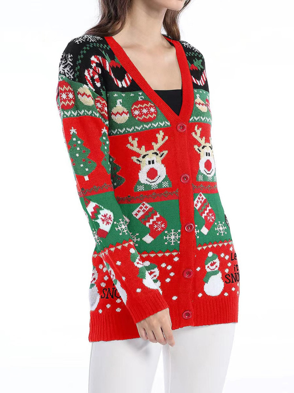 Claudette | Long-sleeved cardigan with reindeer buttons