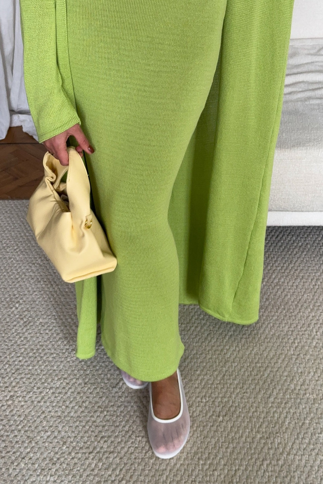 Solid V Neck Cotton Knit Bodycon Two Piece Set