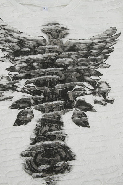 Gothic Dark Print Ripped Slim T-shirt