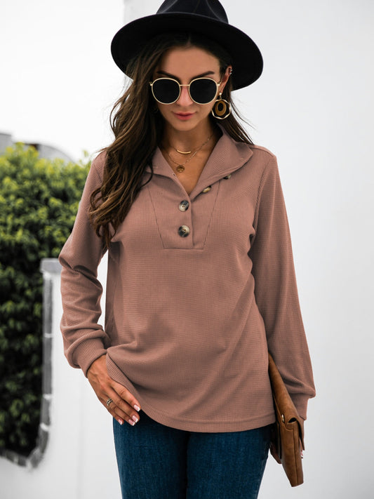 Renee | Half button t-shirt with long sleeves