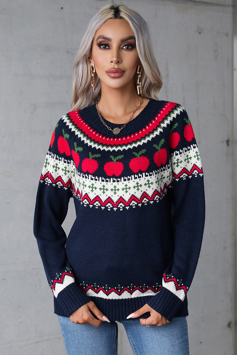 Amalia | Graphic crew neck long sleeve sweater