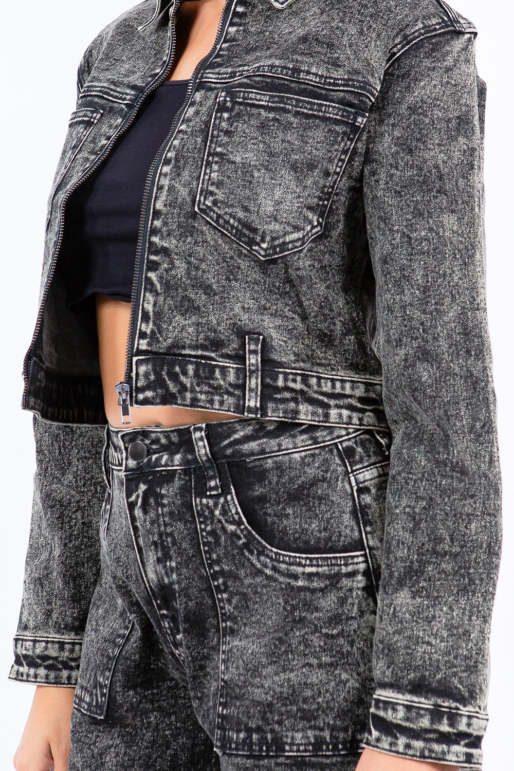 Pink | Overdyed bleached cropped zip jacket from American Bazi