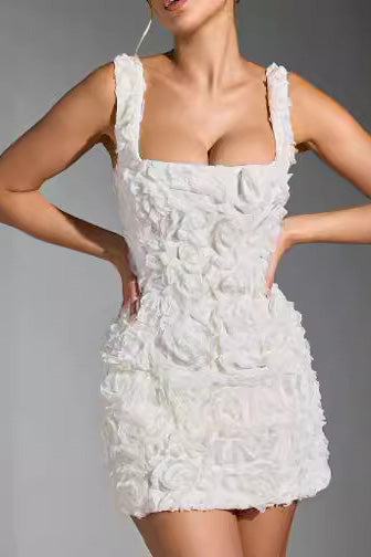 Rebeca® | Corset Mini Dress With Floral Appliqué In White