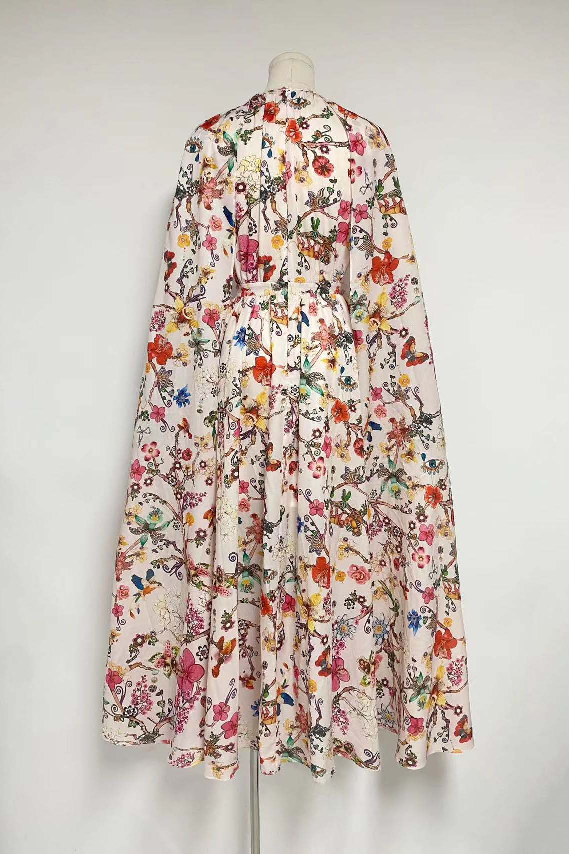 Gloria® | Round-Neck Cape-Sleeve Maxi Dress