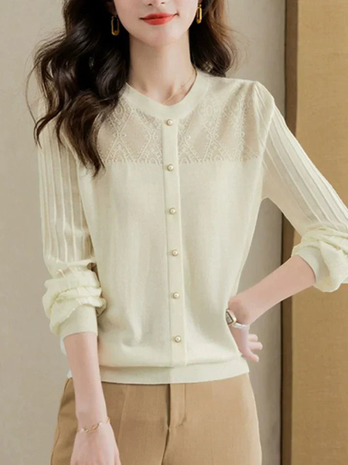 Bryiah® | Long Sleeve Round Neck Blouse