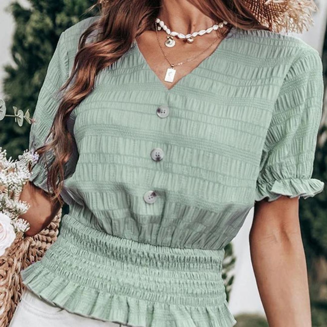 Keyla® | Blouse With Button Closure And Peplum