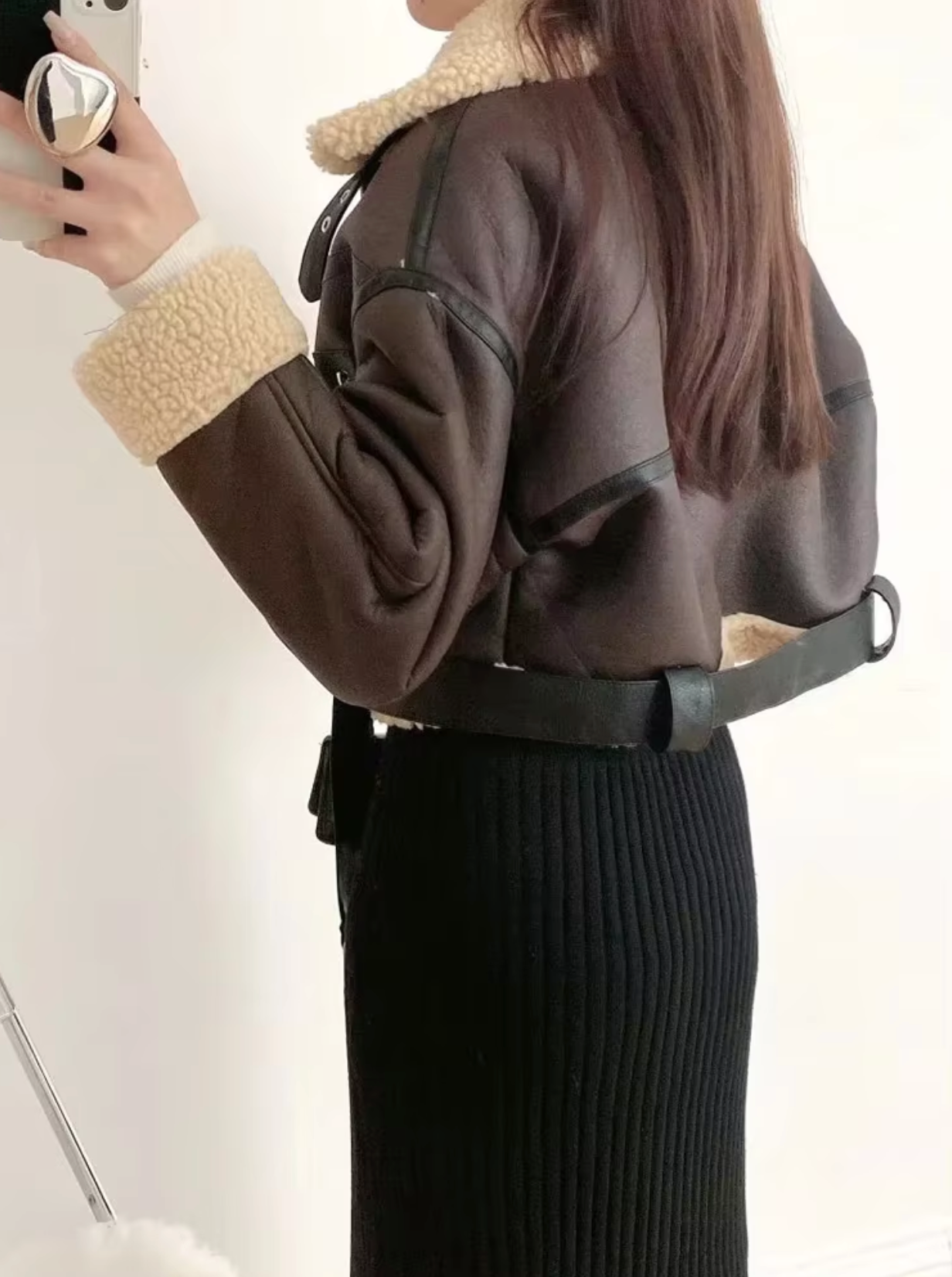 Matilde | Leather fleece jacket