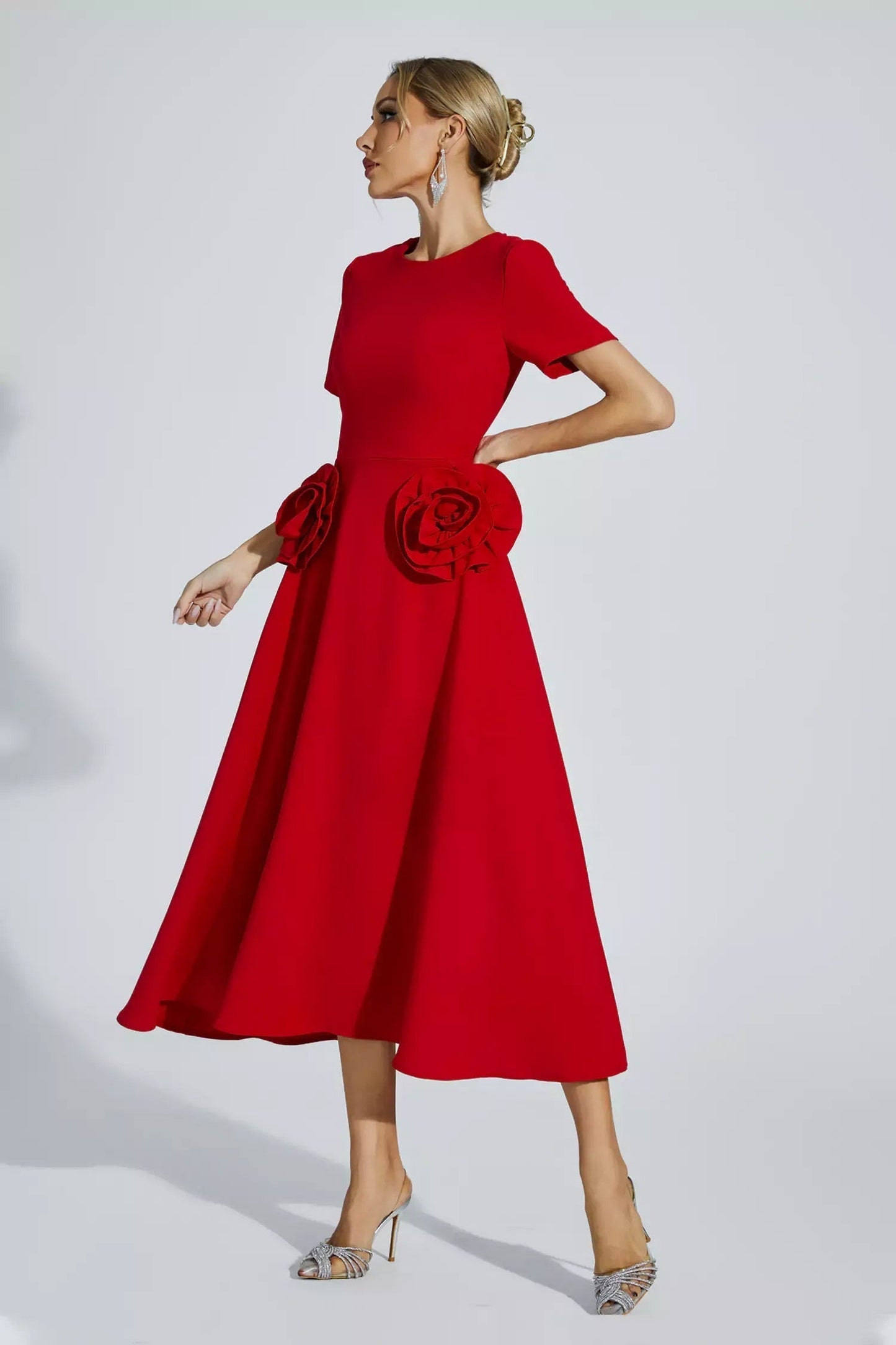 Sol® | Grace Short-Sleeved Midi Dress With Floral