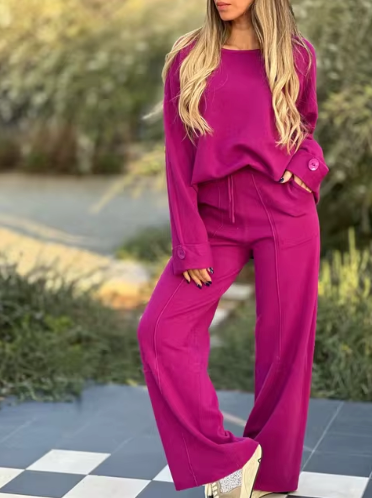 Nelly | Long sleeve and wide leg pants set
