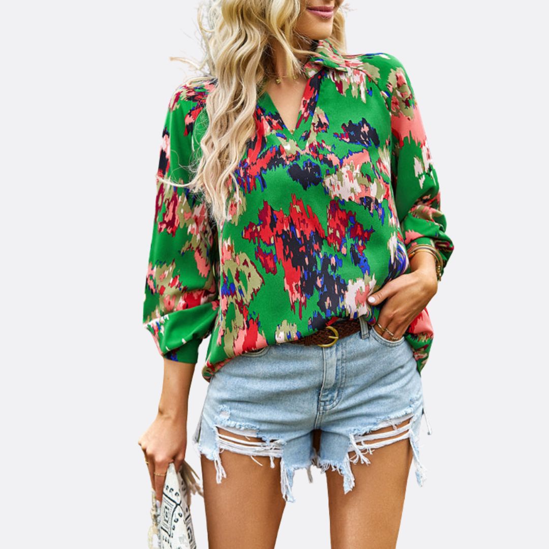 Lesley® | Blouse With V-Neck And Abstract Print