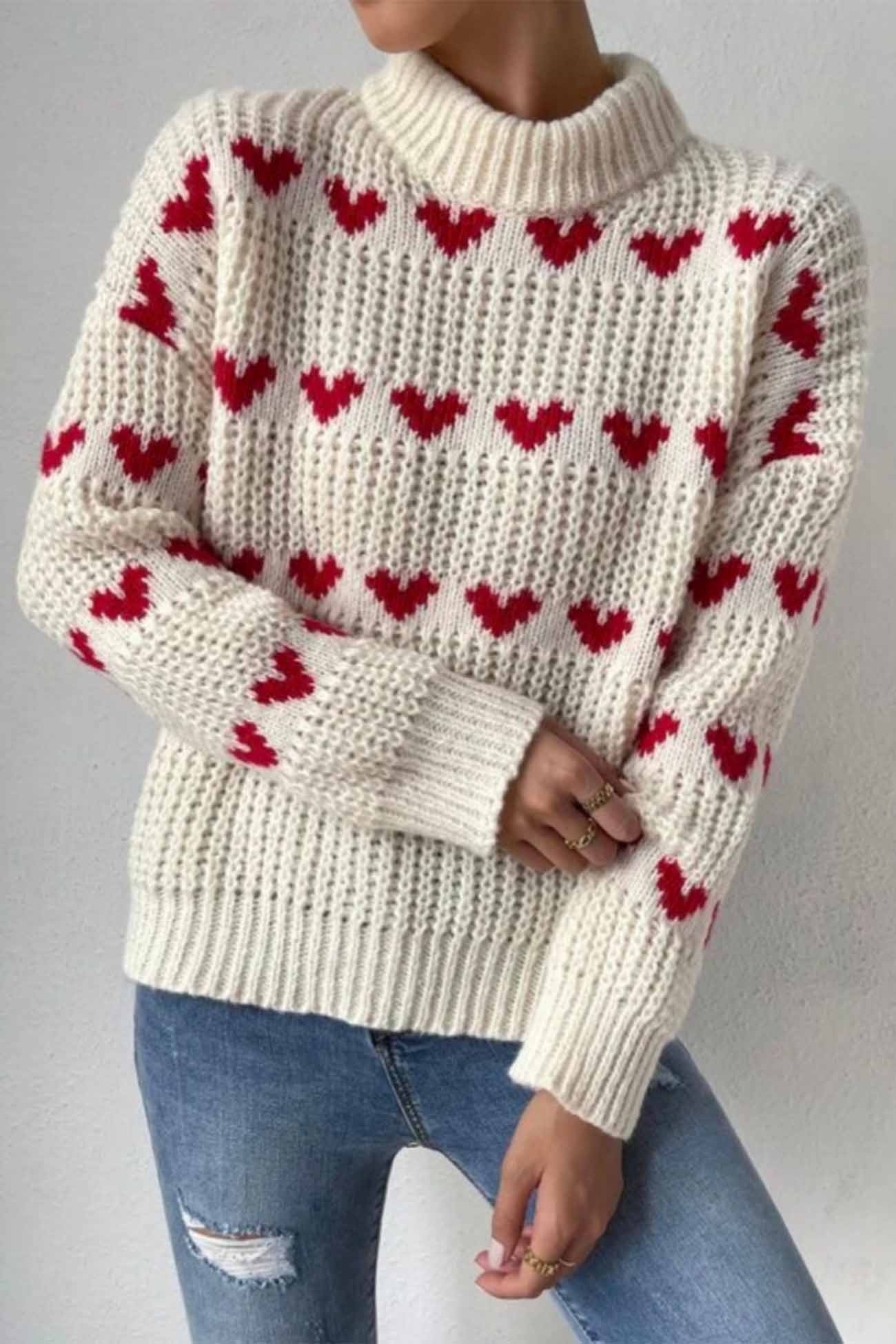 Heidi | Heart jacquard knit sweater