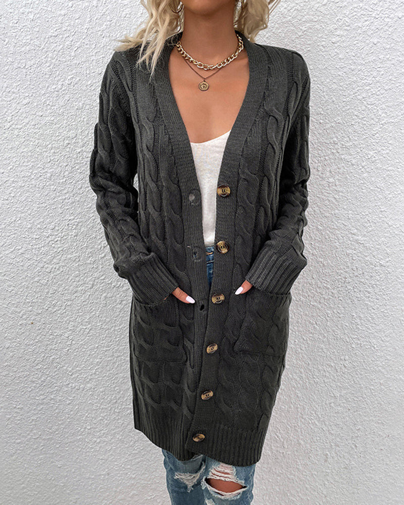 Anemone | Long sleeve cardigan in solid color