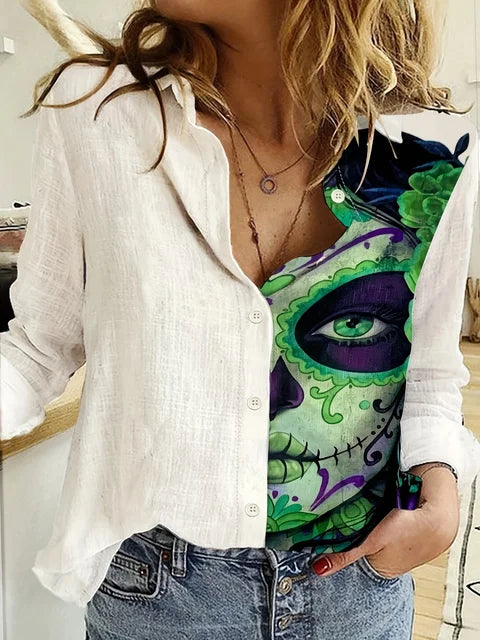 Meghan® | Blouse With Abstract Face Print