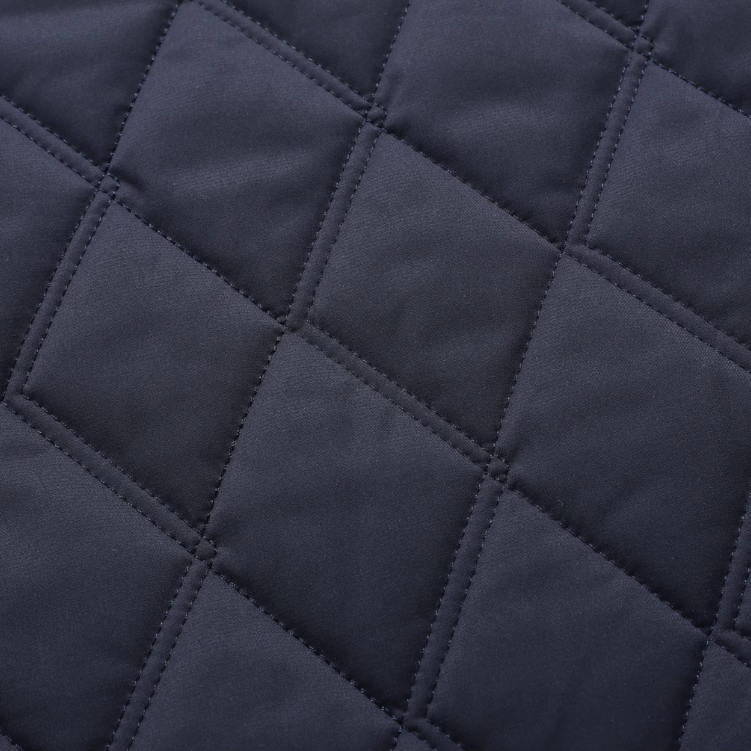Men's Quilted Coat with Classic Collar and Button Closure
