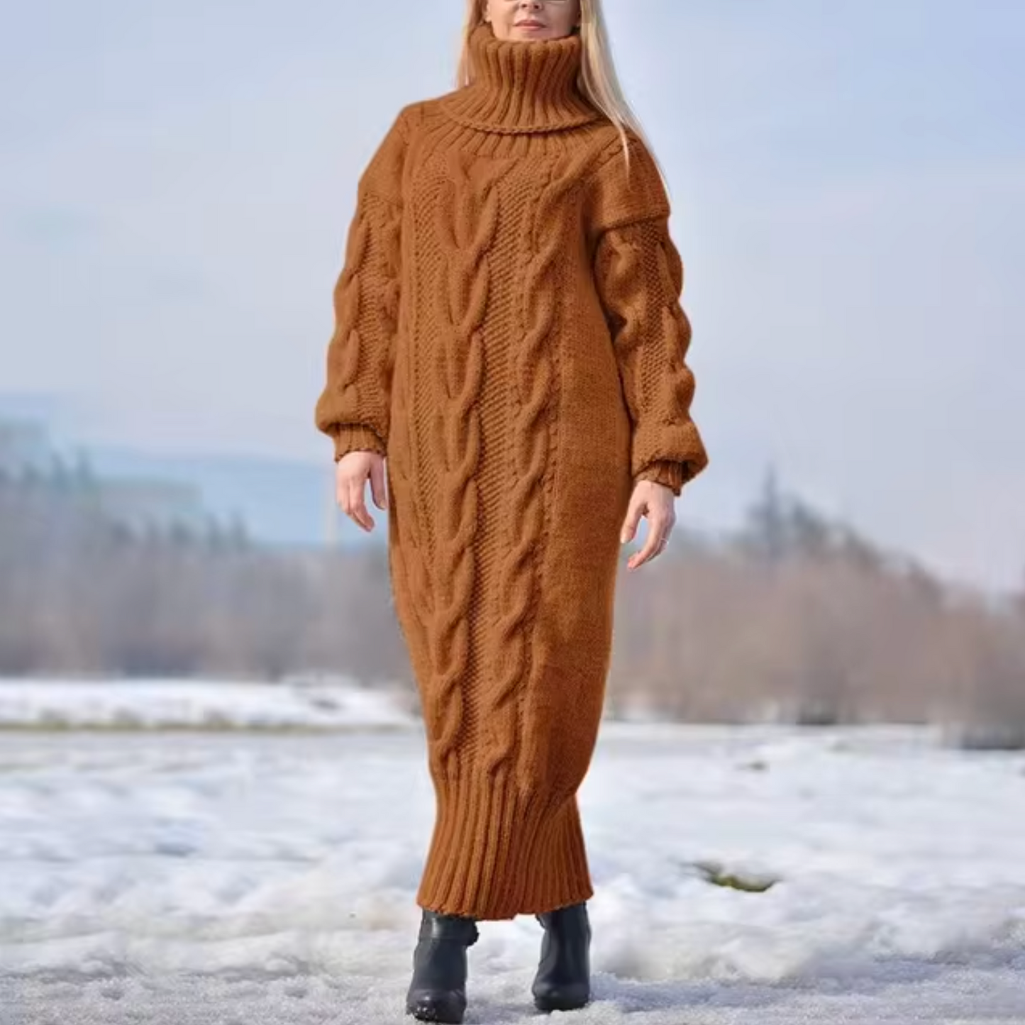 Maria Eugenia | Turtleneck sweater, long dress
