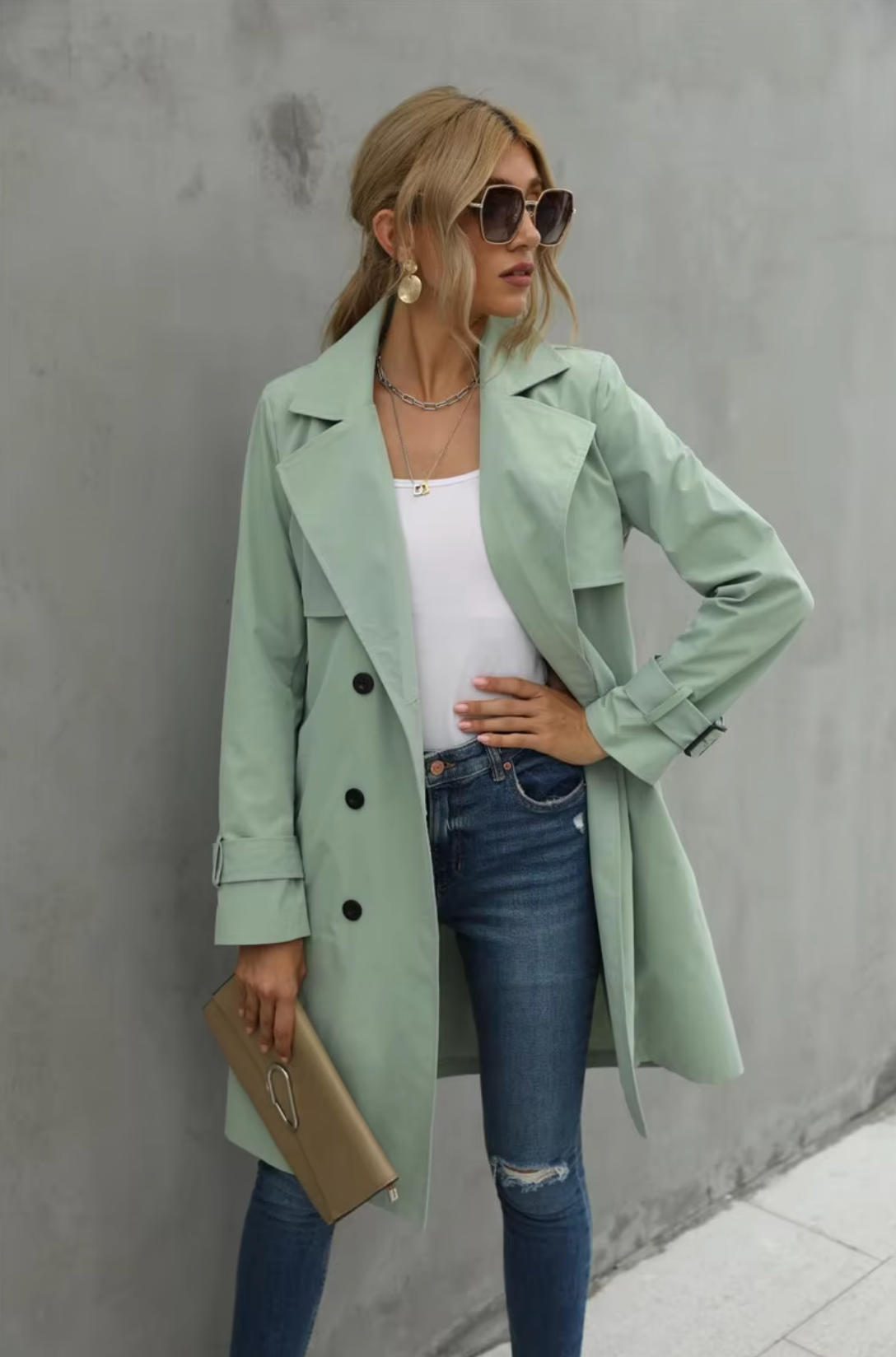 Geraldine | Casual long sleeve trench coat